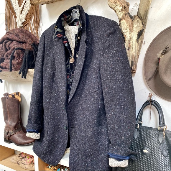 Scottish handwoven Wool Boyfriend/cowgirl boho equestrian Blazer w cottage vibe - Picture 6 of 16